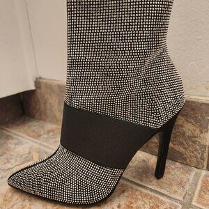 Rhinestone stiletto booties